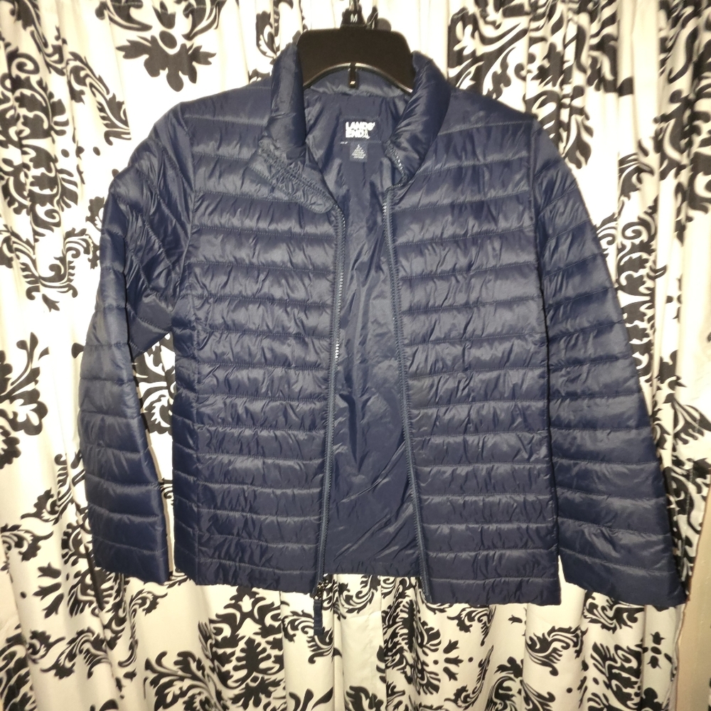 Lands End Youth Quilted Puffer Jacket - Deep Blue L (10-12)
